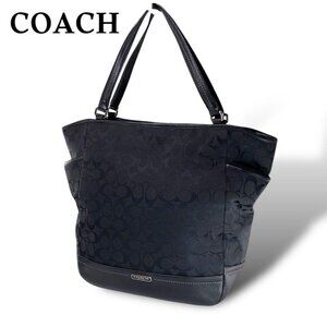 Like New Coach Signature Black Shoulder Bag Tote Purse